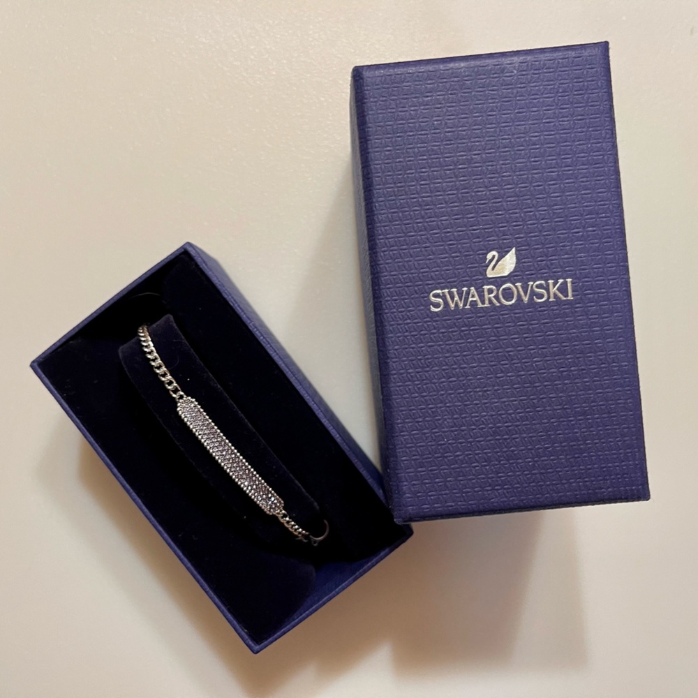 Swarovski Silver chain and purple gems set bracelet three lengths